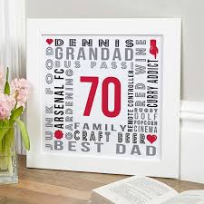 70th birthday gifts present ideas for
