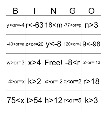 Multi Step Inequalities Bingo Card