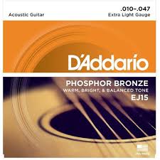 Daddario Ej15 Phosphor Bronze Acoustic Guitar Strings Extra Light Gauge