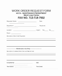 Maintenance Request Form Template Excel New Excel Work Order