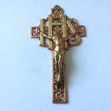 Vintage Cross Gold Copper Crucifix Wall