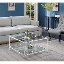 Convenience Concepts Royal Crest Square Coffee Table Clear