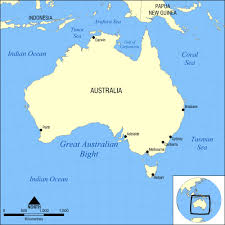 australia on world map surrounding