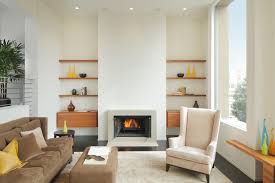 Bookshelf On One Side Of Fireplace