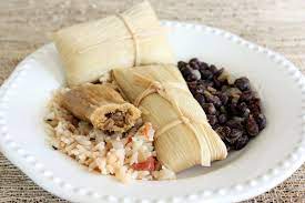 homemade tamales with black beans and