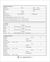 Free Generic Employment Application Form Printable Applications For