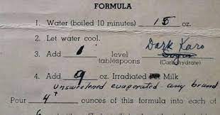 1950s homemade formula recipes called