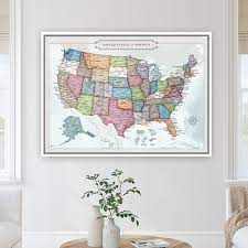 Beautiful Usa Wall Map Canvas Or Print