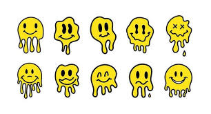 melt smiley vector art icons and