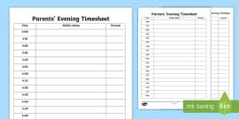Free Parents Evening Appointment Cards