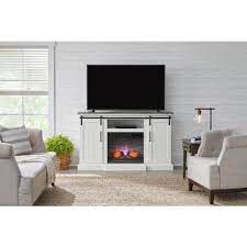 Home Decorators Collection Kerrington 60 In W Freestanding Media Console Electric Fireplace Tv Stand In White With Gray Top