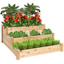 wooden raised garden bed planter kit