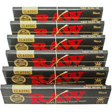 Amazon.com: RAW Classic Black King Size Slim Natural Unrefined Ultra Thin  110mm Rolling Papers (6 Packs) : Health & Household
