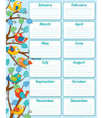 Boho Birds Birthday Chart