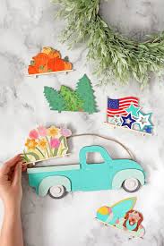 Wood Truck Craft With Seasonal Inserts