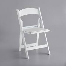 white resin folding chair with vinyl seat