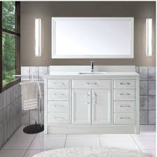 Make the most of your storage space and create an organised and functional room, with our range of bathroom sink. Calais 60 Inch Transitional Single Sink Bathroom Vanity White Finish Wood Framed Mirror