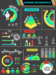 Colorful Infographics Elements Set Including Growth Pie