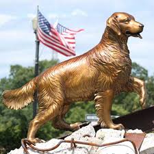 Golden Bronze Retriever Outdoor Statue