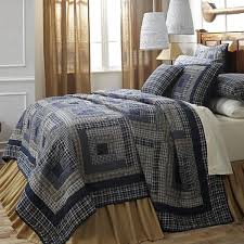 blue patchwork quilt sham bedding set