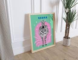Zebra Print Pink Green Animal Wall