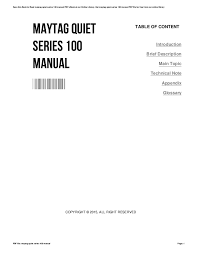 If you should experience a problem not covered in 12 dishwasher safety your safety and the safety of others are very important. Maytag Quiet Series 100 Owners Manual