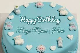 baby boys birthday wishes cake with