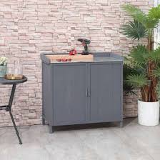 Outsunny Garden Wood Storage Cabinet