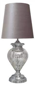 Grey Velvet Chrome Glass Table Lamp Large