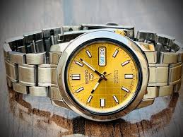 seiko 5 automatic 21 jewels gold dial