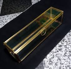 Rectangle Brass Clear Glass Scroll Box