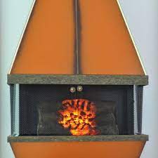 Mid Century Electric Fireplace Orange