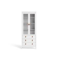 Madrid White Glass Door Cabinet With 3