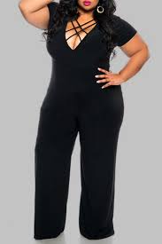 Lovely Work Loose Plus Size Black One Piece Jumpsuit