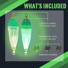 Glow Lion Green Led Underwater Night Fishing Lights Green 2 Packs Tag Level