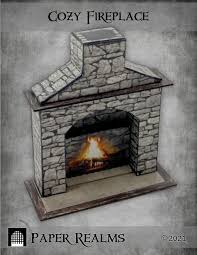 cozy fireplace paper realms props
