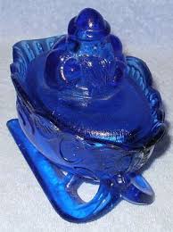 westmoreland style cobalt glass santa