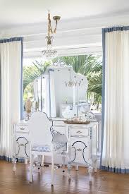 white and blue french makeup vanity