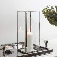 Rectangle Silver Plated Glass Candle