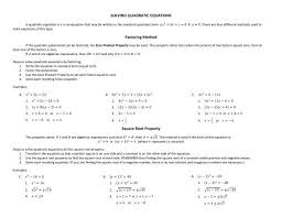 Solving Quadratic Equations Factoring