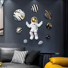 9 Pieces Art Deco Astronaut Planet Wall