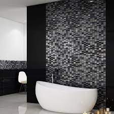 Black Mosaic Tile Tile Bathroom