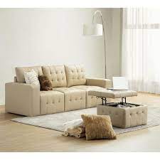 Nuria 87 In Wide Beige Leather Sofa