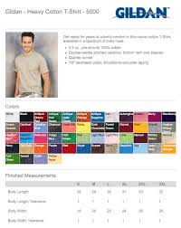 Gildan Tee Shirt Color Chart Www Bedowntowndaytona Com