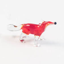 Tiny Glass Fox Figurine Mini Glass