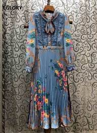 Zbog fotografija lijepe heidi odmah smo poželjeli jednu ovakvu haljinu u svom ormaru. Narucivanje Kravata Elegantan Haljinu 2020 Proljetni Stil Zene Lijep Cvjetni Print Cipke Patchwork Dugi Rukav Do Sredine Kavijara Plissirovannoe Haljina Plava Zenska Odjeca Sales Budget Cam