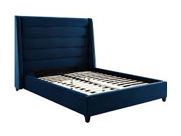 koah navy blue velvet queen bed by tov