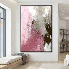 Modern Abstract Art Pink Gray White