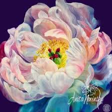 Flowers are one of the most beautiful creations of nature. Allure Peony Big Flower Painting Oil On Canvas Pink Blue Anita Nowinska