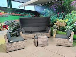 Rattan Garden Sofa Set 5 Pieces With